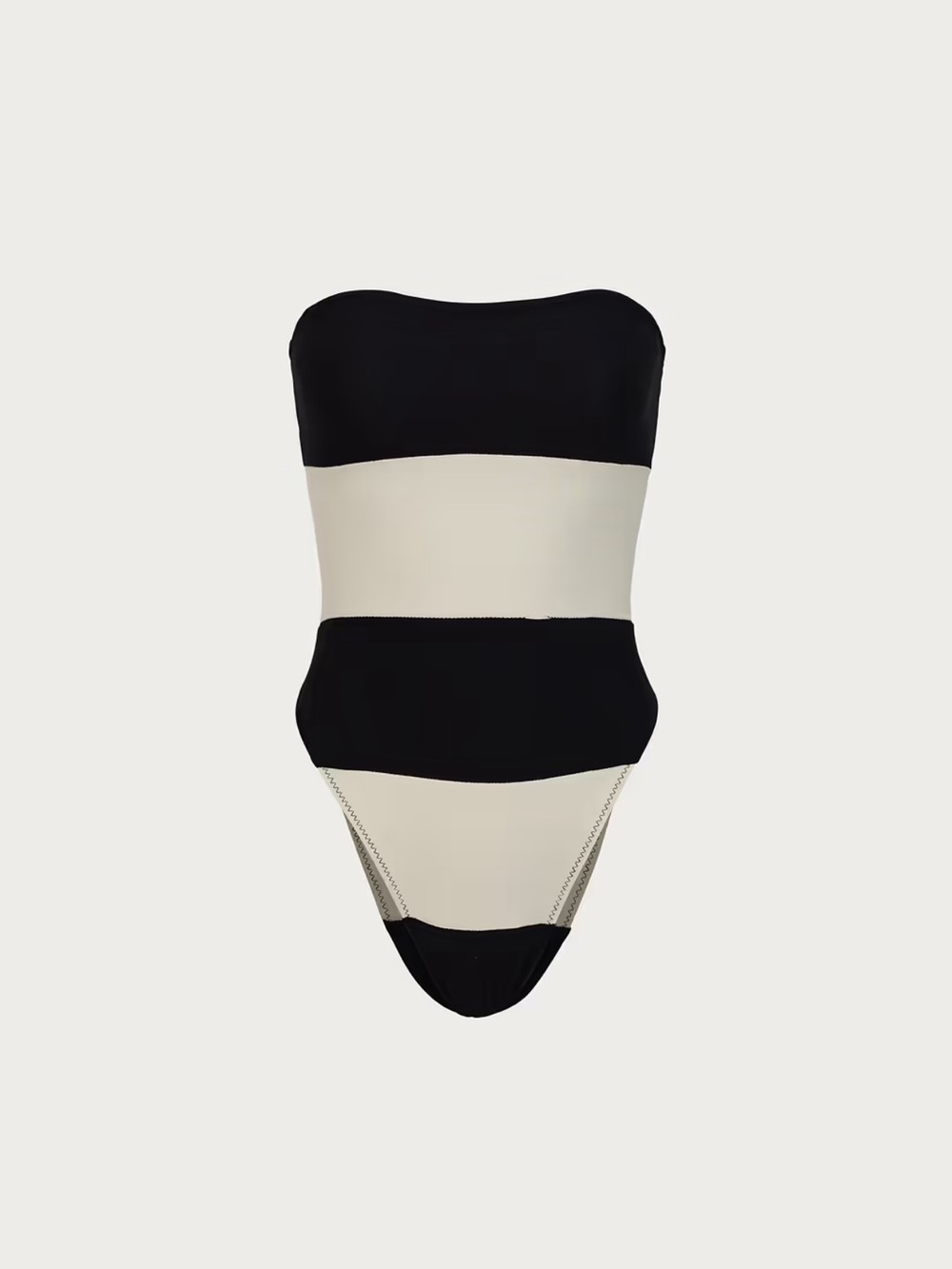SAME swim Striped Black and Cream Strapless One-Piece Swimsuit. Brand new.
